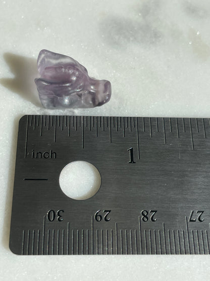 One (1) Mini Fluorite Crystal Carving | Dragon Skull | Intuitively Chosen