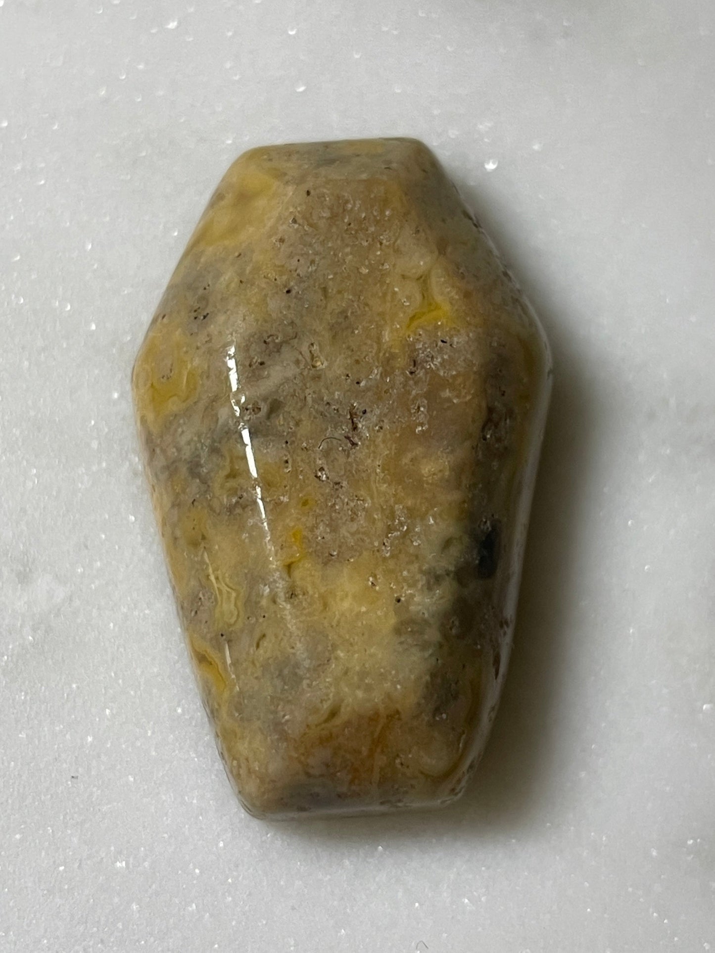 1.2 inch crystal coffin carving crazy agate crystal display natural halloween decor spooky season gift for witch altar piece dia de los muertos ofrenda coffin polished crystal carving