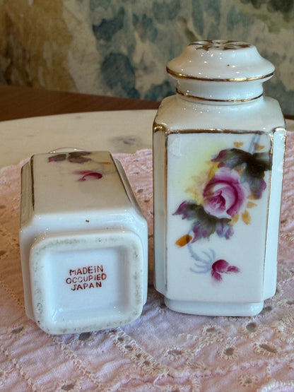 Floral Porcelain Shaker Set 2.7” Made in Occupied Japan