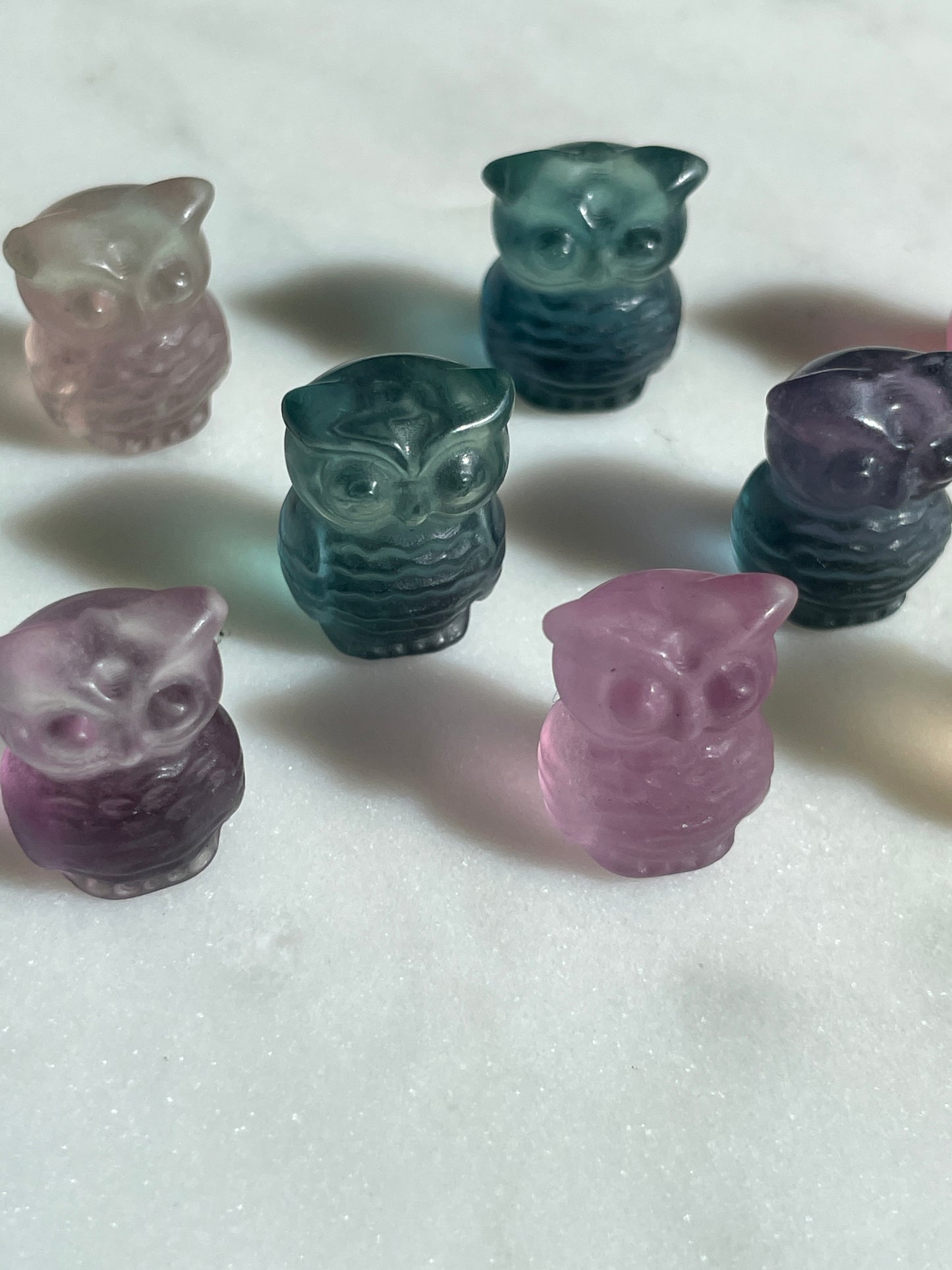 One (1) Mini Fluorite Crystal Carving | Owl | Intuitively Chosen
