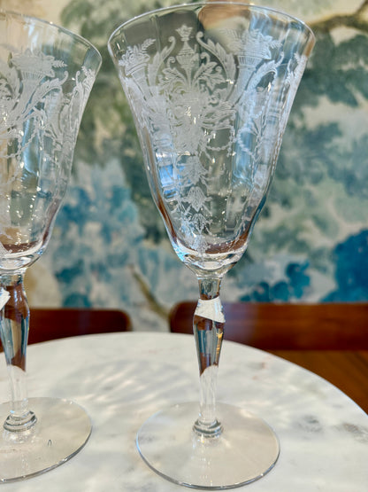 Vintage Morgantown “Milan” Water Goblets (Stem 7668) Set of 2 | circa 1920s-1930s | Made in U.S.A