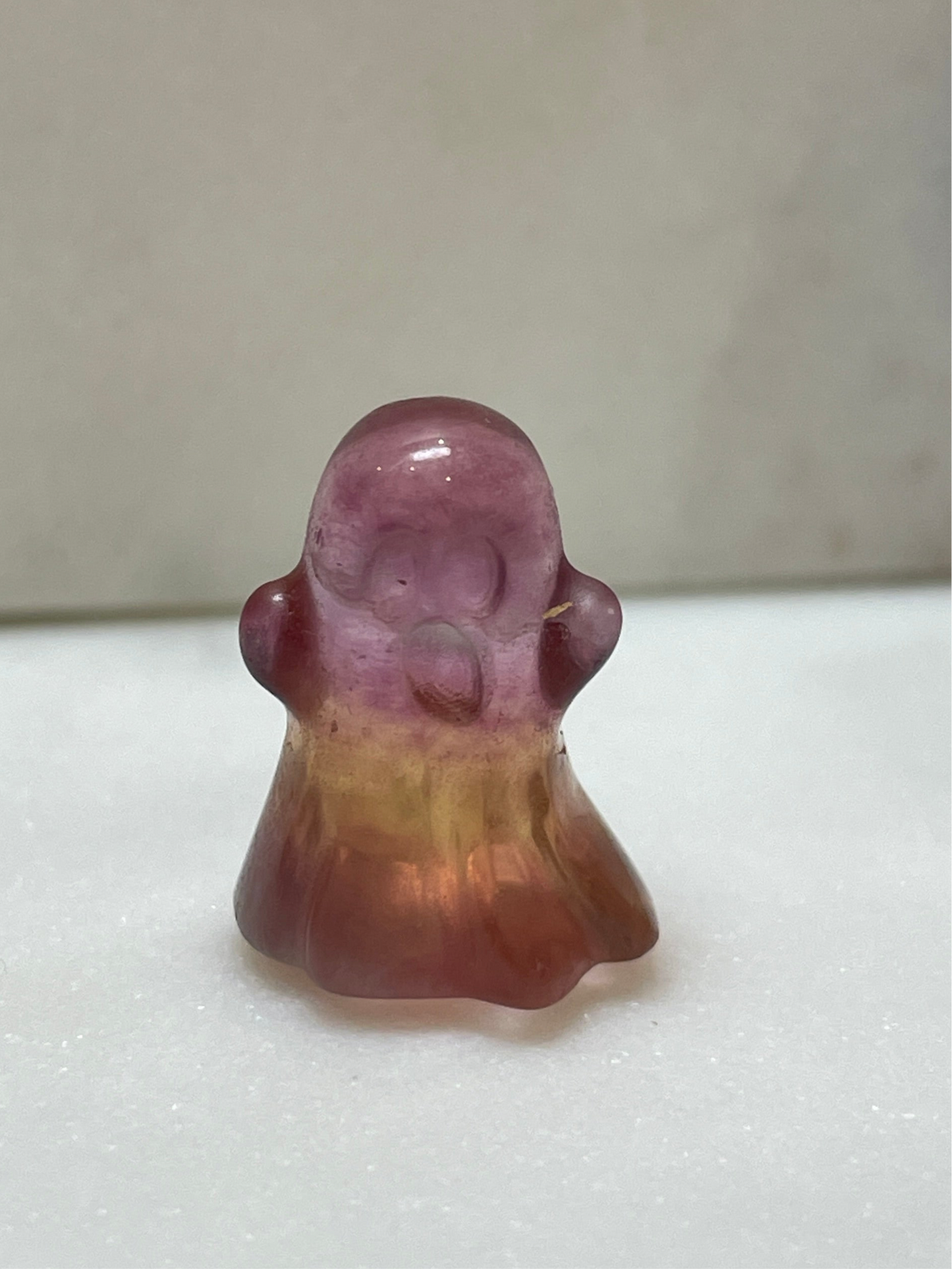 Mini crystal ghost carving fluorite crystal tiny display natural halloween decor spooky season gift for witch altar piece dia de los muertos ofrenda rainbow fluorite ghost polished crystal carving