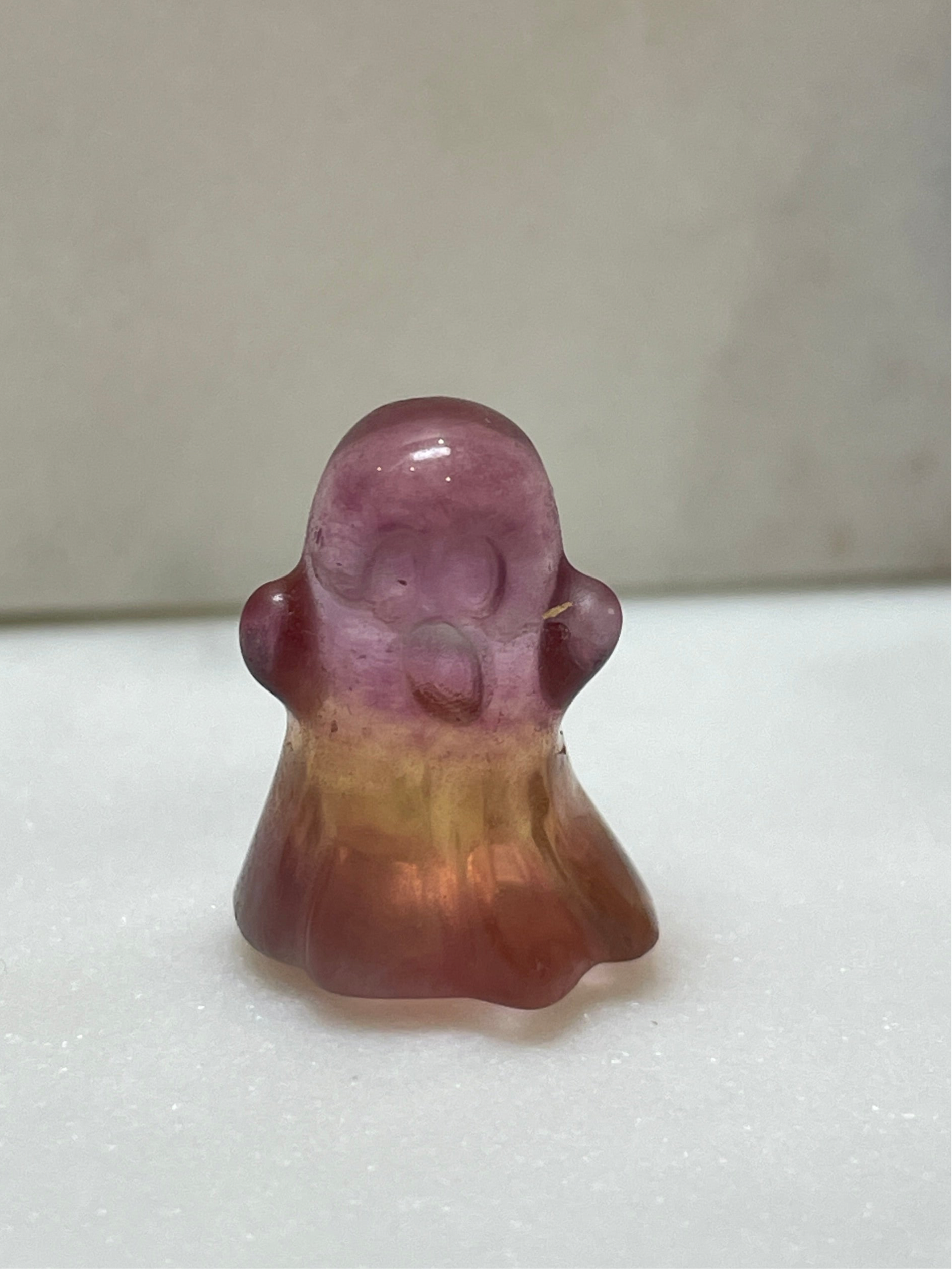 Mini crystal ghost carving fluorite crystal tiny display natural halloween decor spooky season gift for witch altar piece dia de los muertos ofrenda rainbow fluorite ghost polished crystal carving