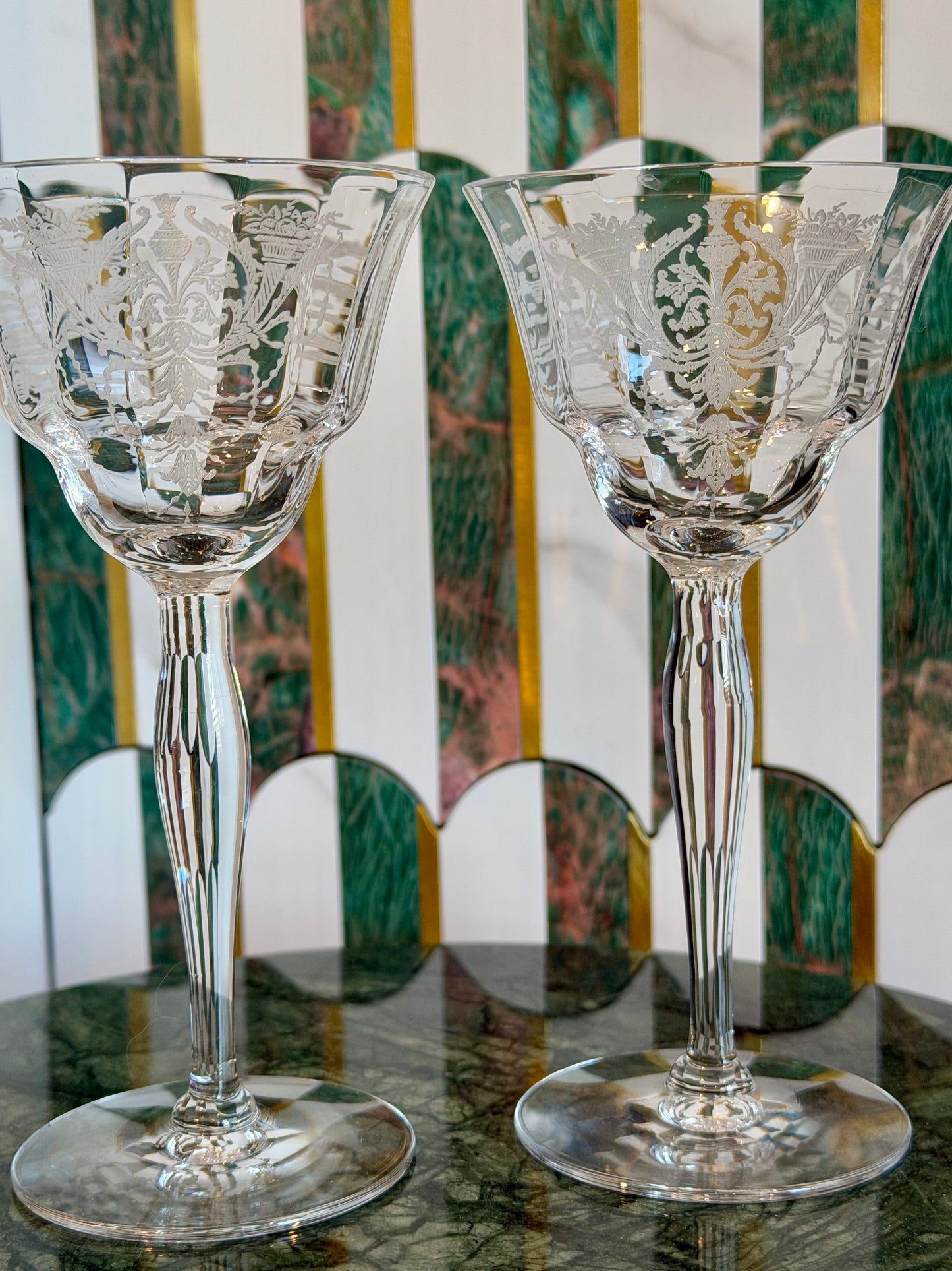 Vintage Morgantown “Milan” Wine Glasses (Stem 7668) Set of 2 | circa 1920s-1930s | Made in U.S.A