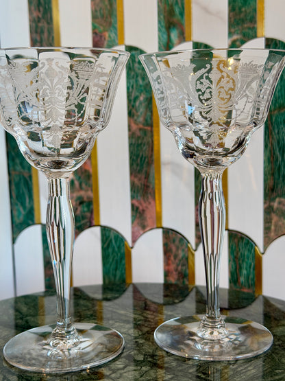 Vintage Morgantown “Milan” Wine Glasses (Stem 7668) Set of 2 | circa 1920s-1930s | Made in U.S.A