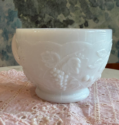 Vintage Westmoreland Milk Glass Fruits Punch Cup | Mid-Century Pressed Glass Drinkware