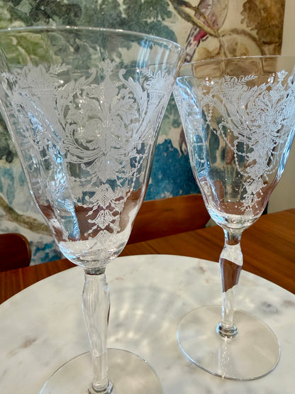 Vintage Morgantown “Milan” Water Goblets (Stem 7668) Set of 2 | circa 1920s-1930s | Made in U.S.A