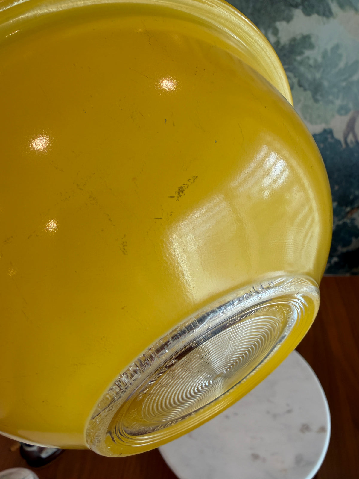 Vintage Pyrex 323 Yellow Clear-Bottom Glass Mixing Bowl