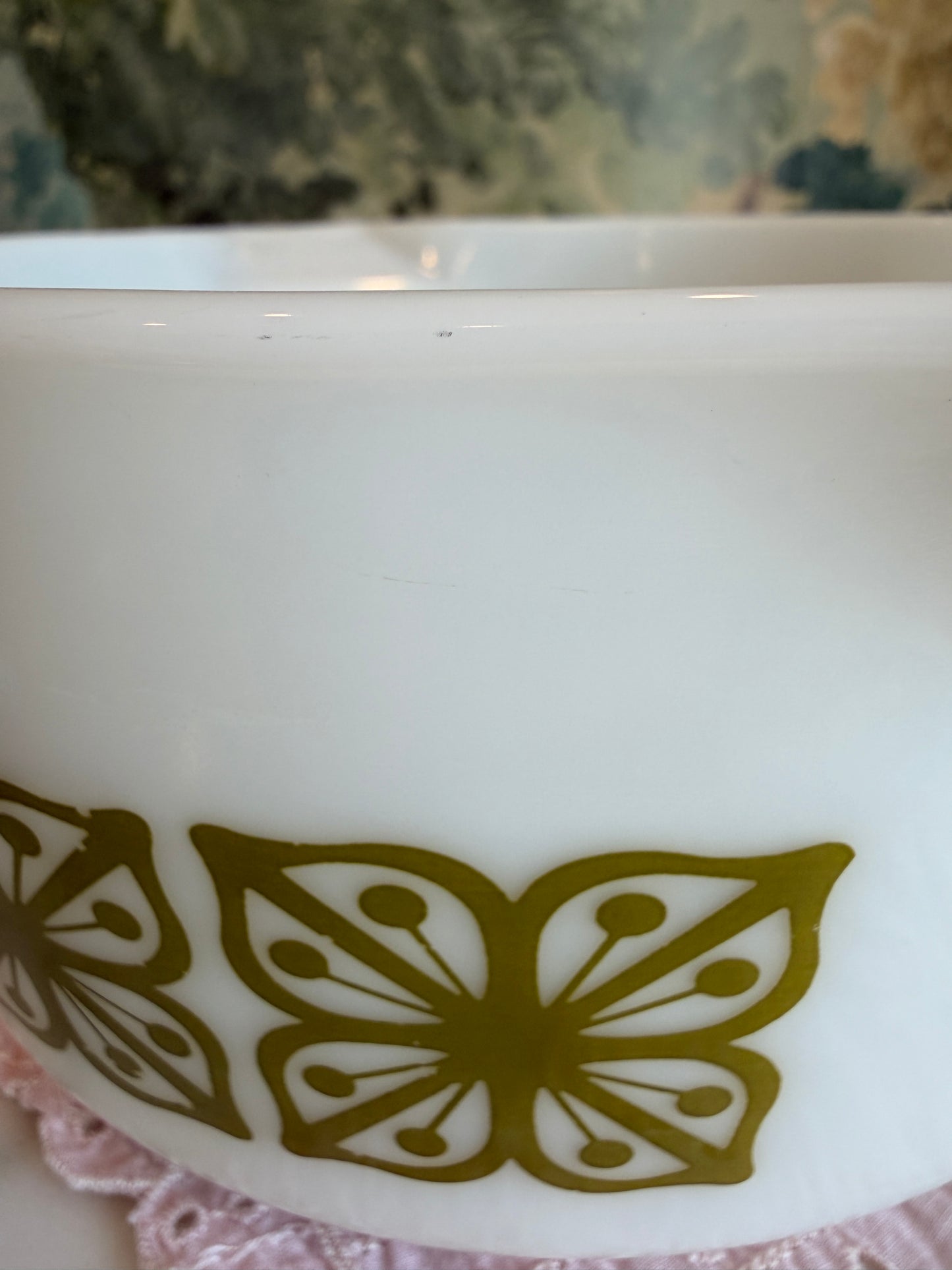 Vintage Pyrex Verde Square Flowers Casserole Dish 475-B with Lid