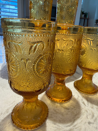 Amber Glass Goblets Brockway Glass Co American Concord | 1977-78 | Set of 6