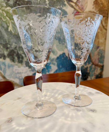 Vintage Morgantown “Milan” Water Goblets (Stem 7668) Set of 2 | circa 1920s-1930s | Made in U.S.A