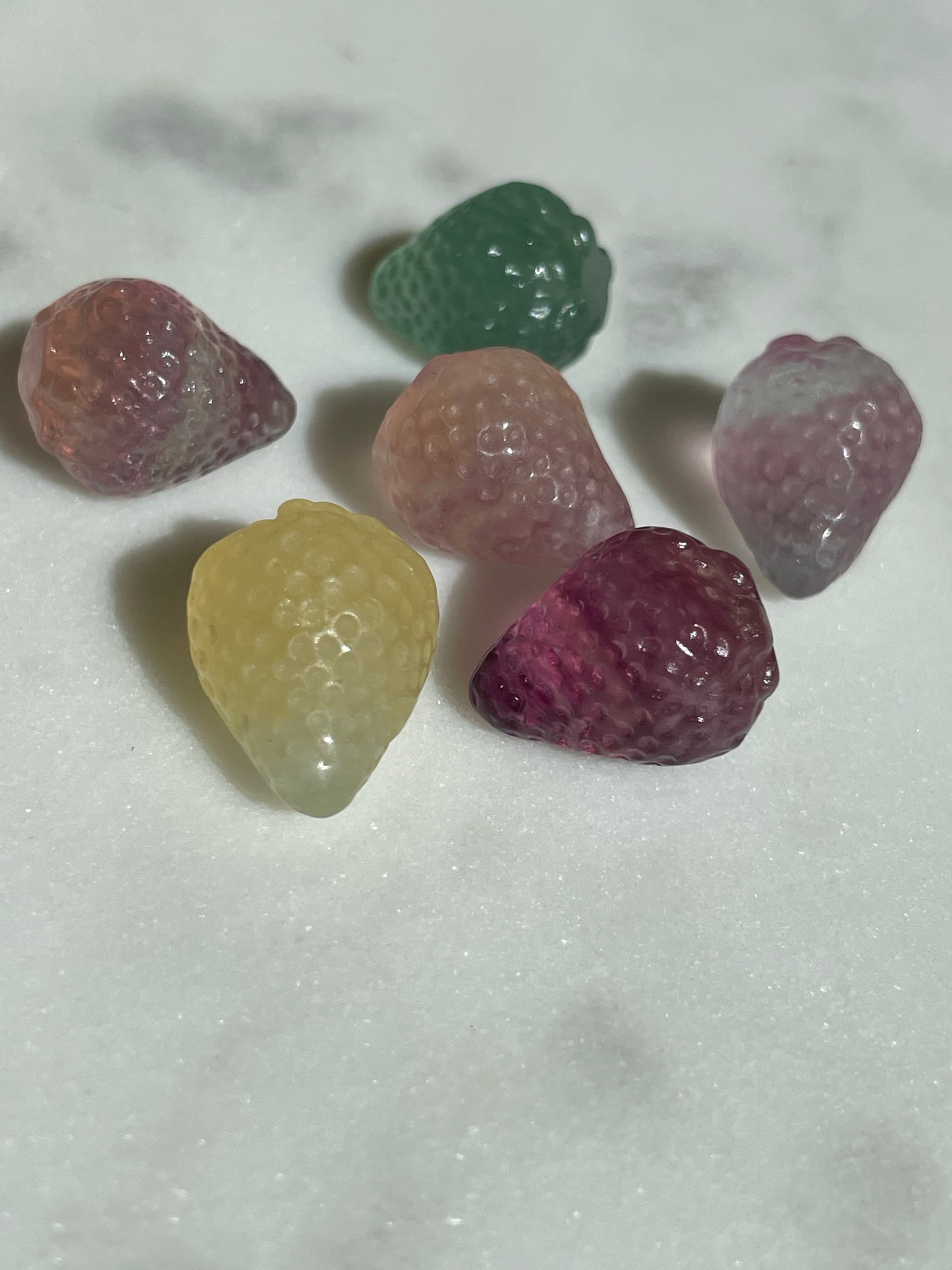 One (1) Mini Fluorite Crystal Carving | Strawberry | Intuitively Chosen