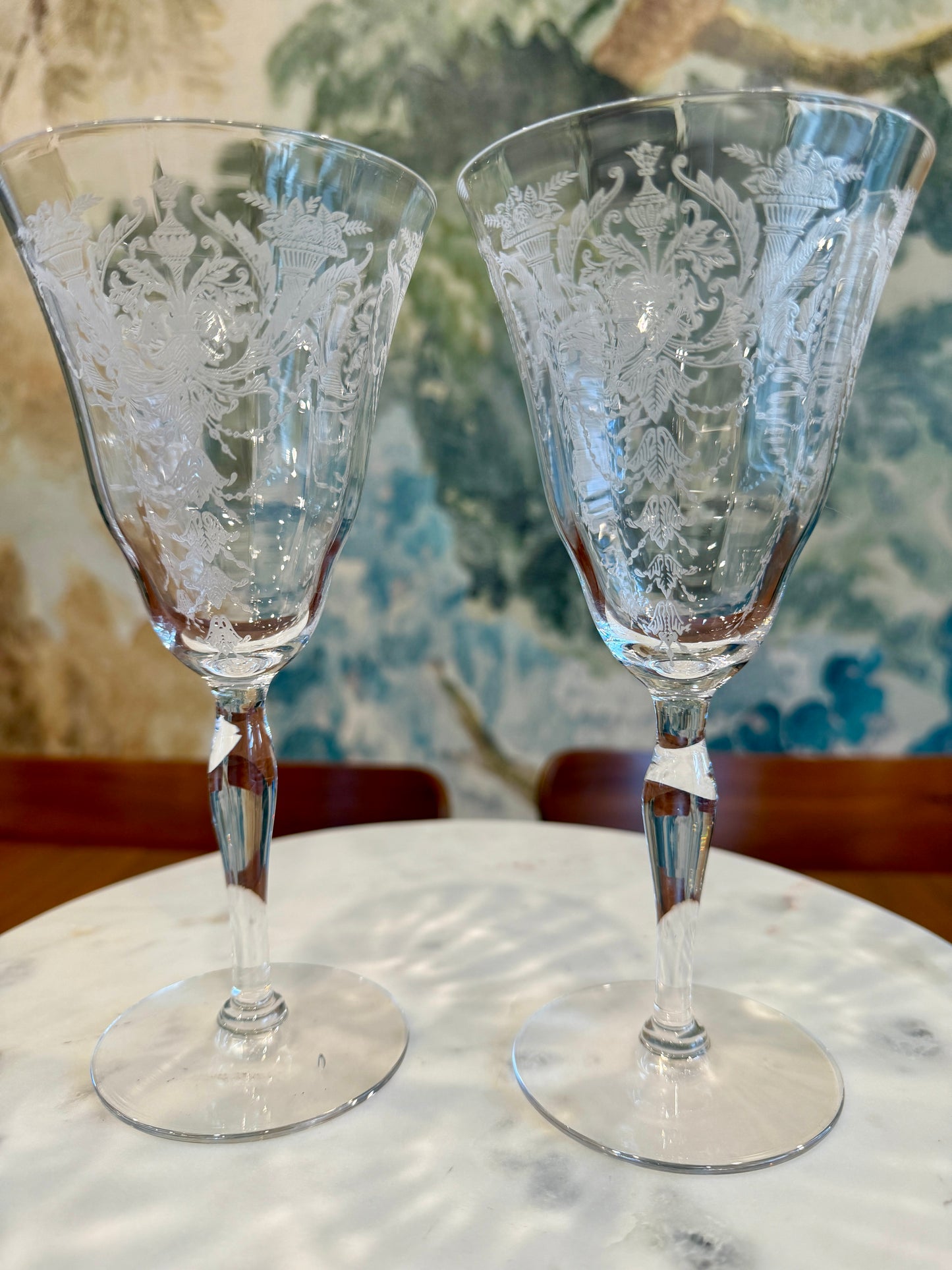Vintage Morgantown “Milan” Water Goblets (Stem 7668) Set of 2 | circa 1920s-1930s | Made in U.S.A