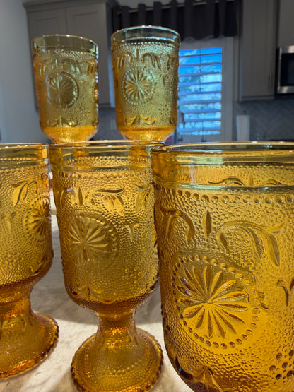 Amber Glass Goblets Brockway Glass Co American Concord | 1977-78 | Set of 6