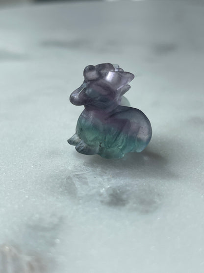 One (1) Mini Fluorite Crystal Carving | Baby Dragon