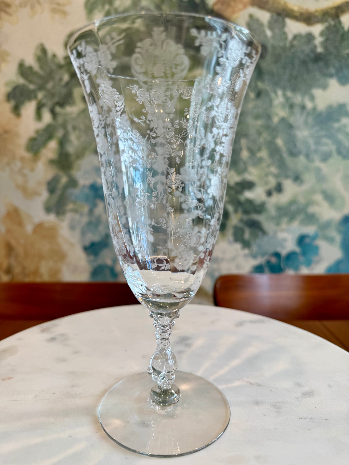 Vintage Cambridge Rose Point Etched Footed Iced Tea Tumbler | circa 1930s-1950s | Made in U.S.A