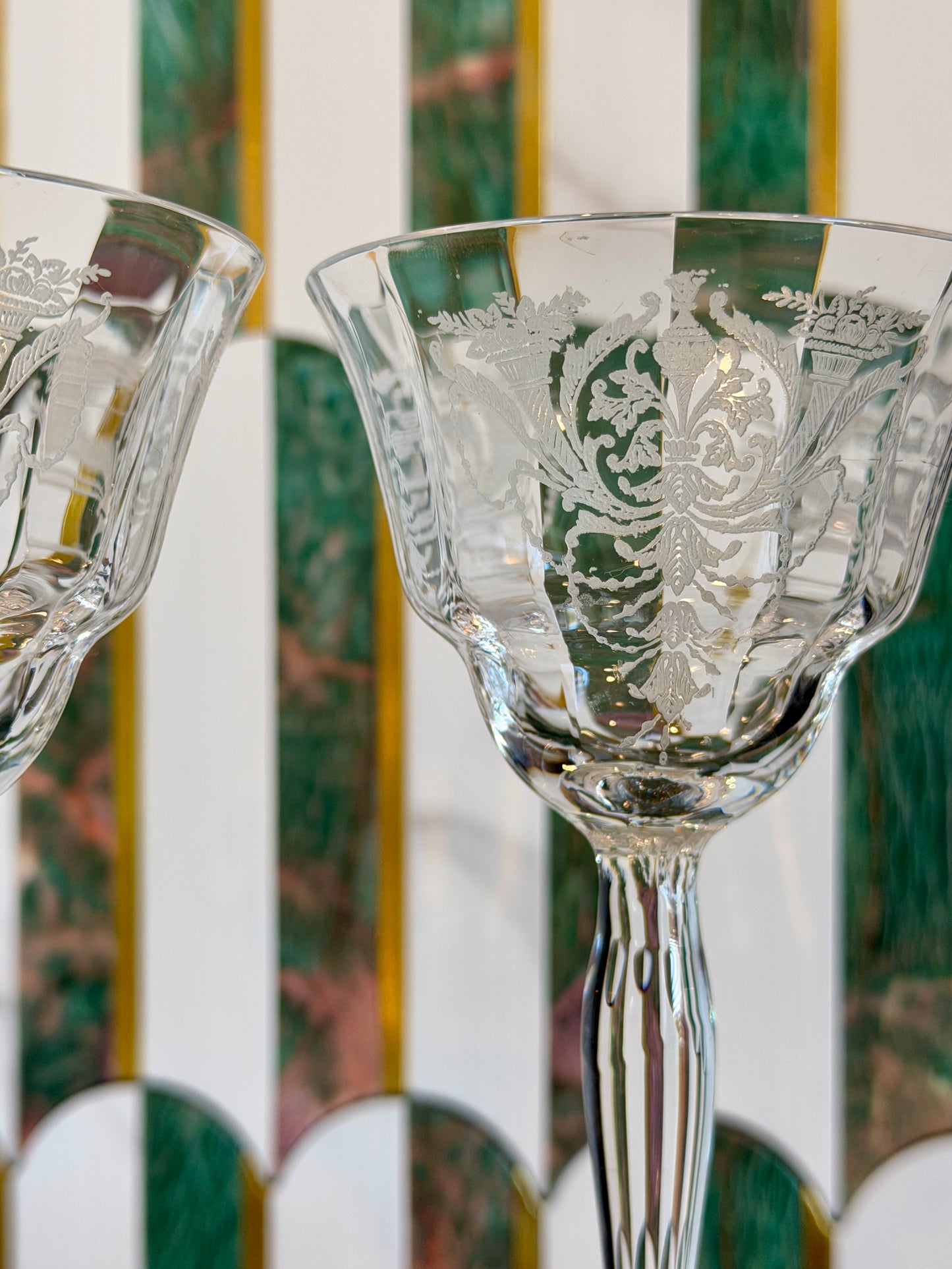 Vintage Morgantown “Milan” Wine Glasses (Stem 7668) Set of 2 | circa 1920s-1930s | Made in U.S.A