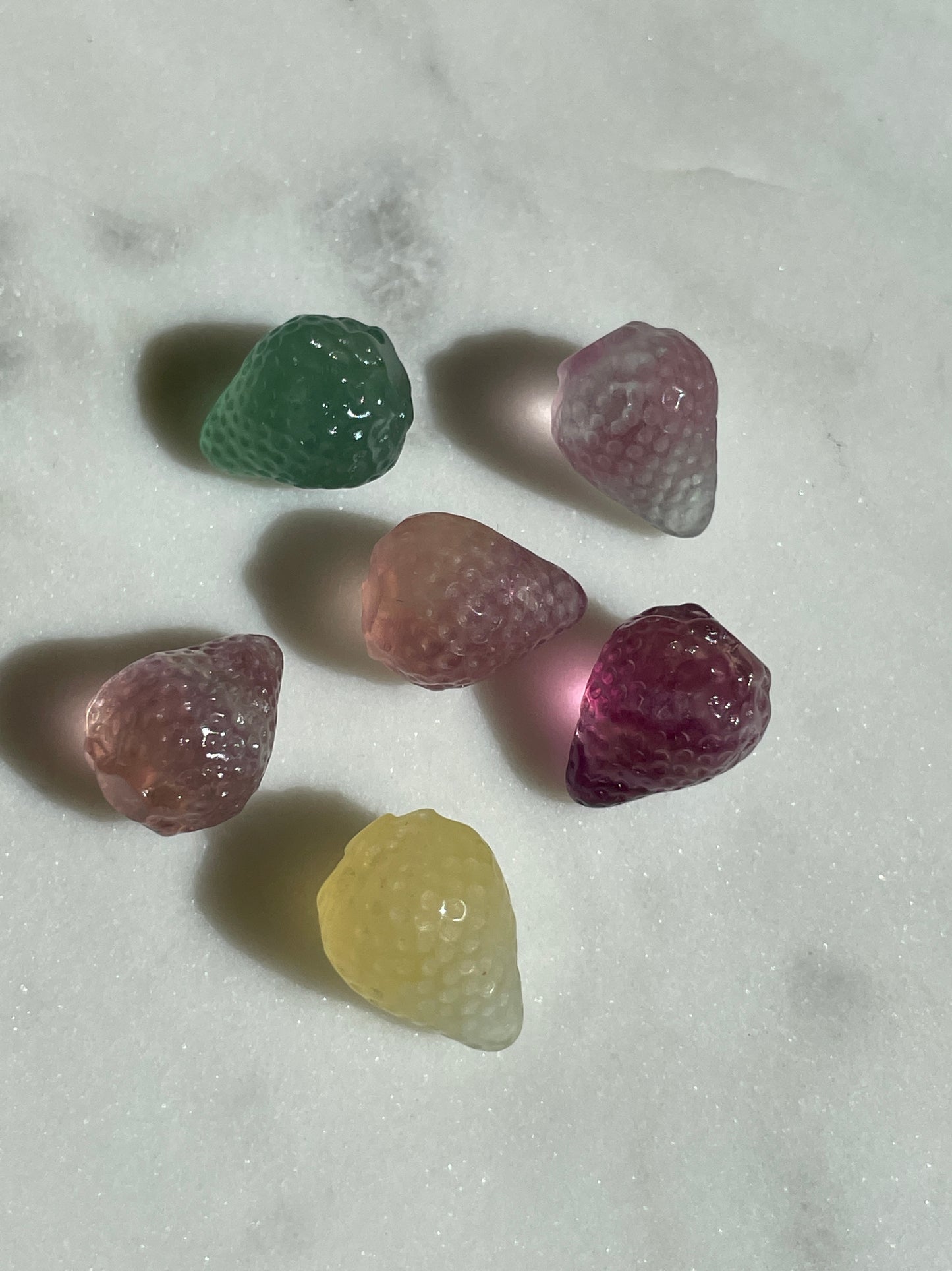 One (1) Mini Fluorite Crystal Carving | Strawberry | Intuitively Chosen