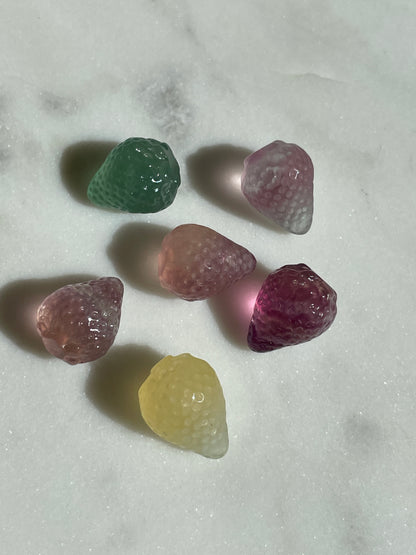 One (1) Mini Fluorite Crystal Carving | Strawberry | Intuitively Chosen