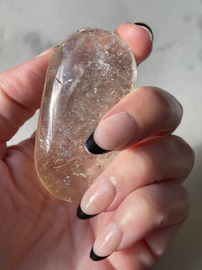 Gorgeous Citrine Palm Stone with Rainbows