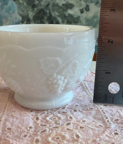 Vintage Westmoreland Milk Glass Fruits Punch Cup | Mid-Century Pressed Glass Drinkware