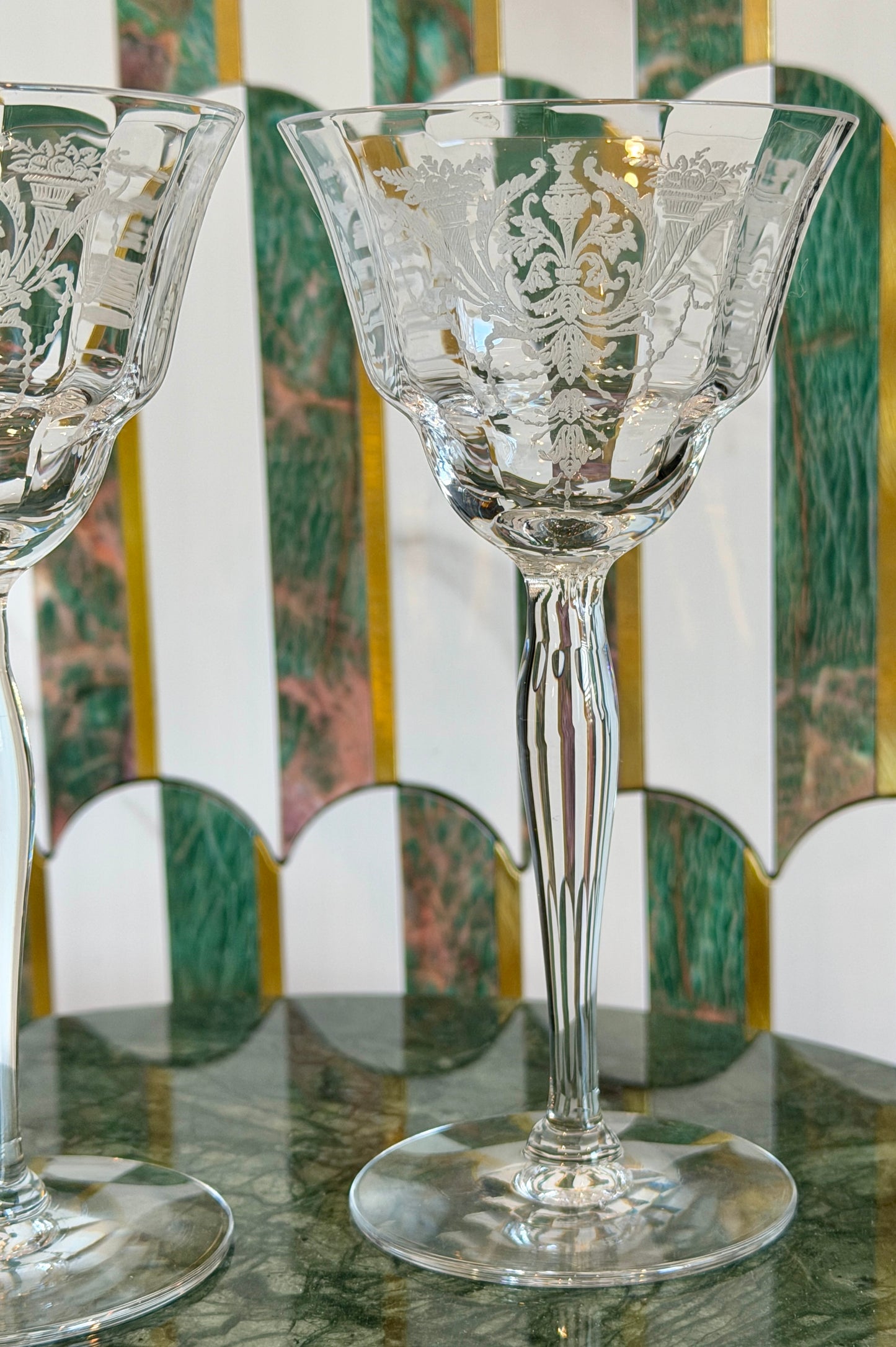 Vintage Morgantown “Milan” Wine Glasses (Stem 7668) Set of 2 | circa 1920s-1930s | Made in U.S.A