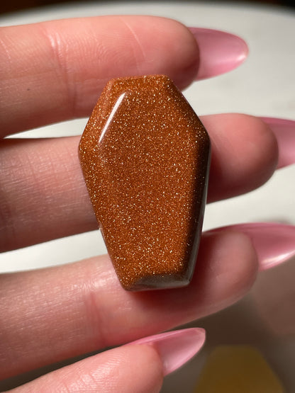 1.2 inch crystal coffin carving golden sandstone crystal display natural halloween decor spooky season gift for witch altar piece dia de los muertos ofrenda coffin polished crystal carving