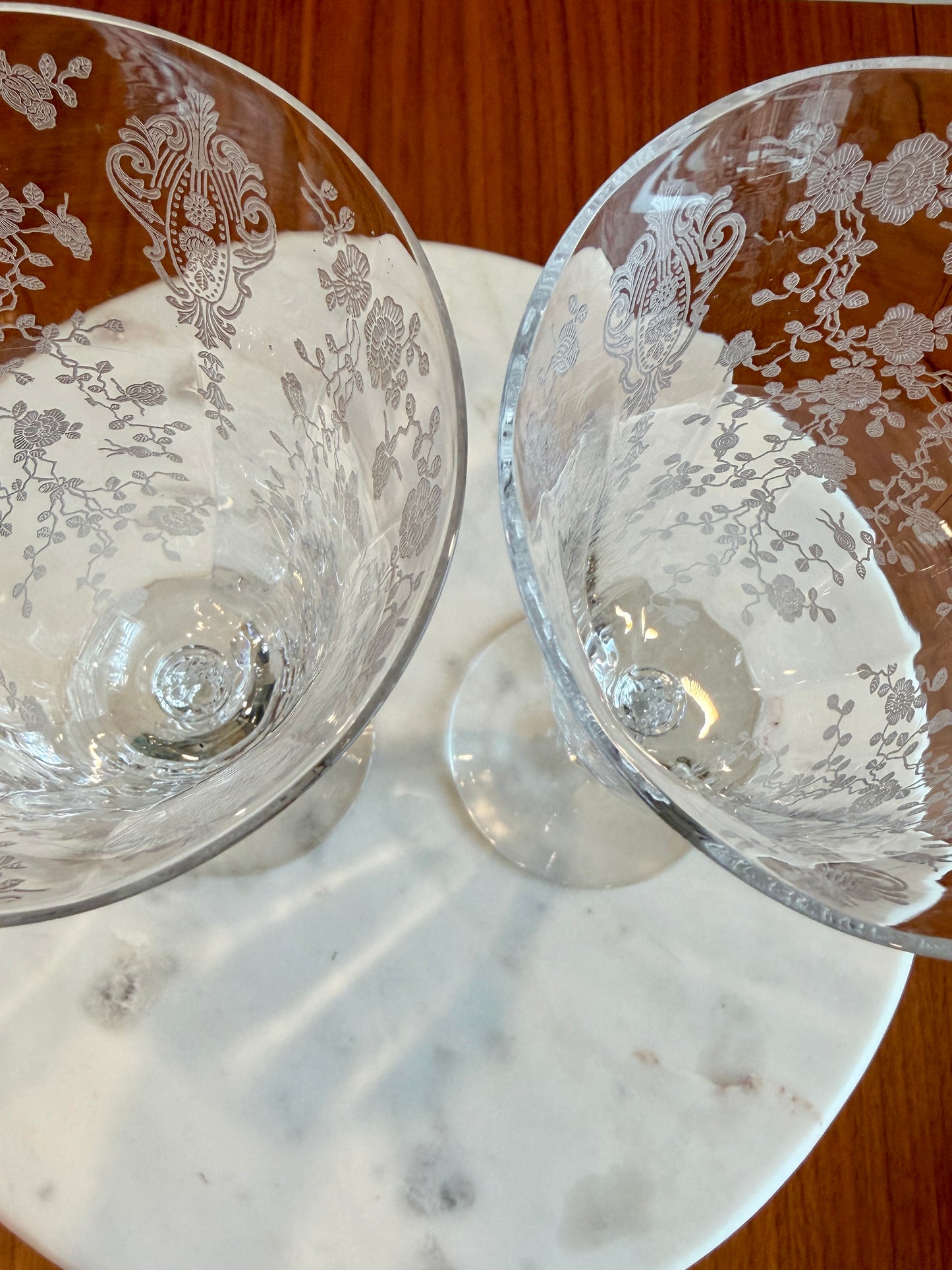 Vintage Cambridge Rose Point Etched Footed Iced Tea Tumbler | circa 1930s-1950s | Made in U.S.A