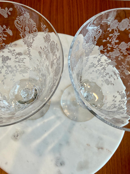 Vintage Cambridge Rose Point Etched Footed Iced Tea Tumbler | circa 1930s-1950s | Made in U.S.A