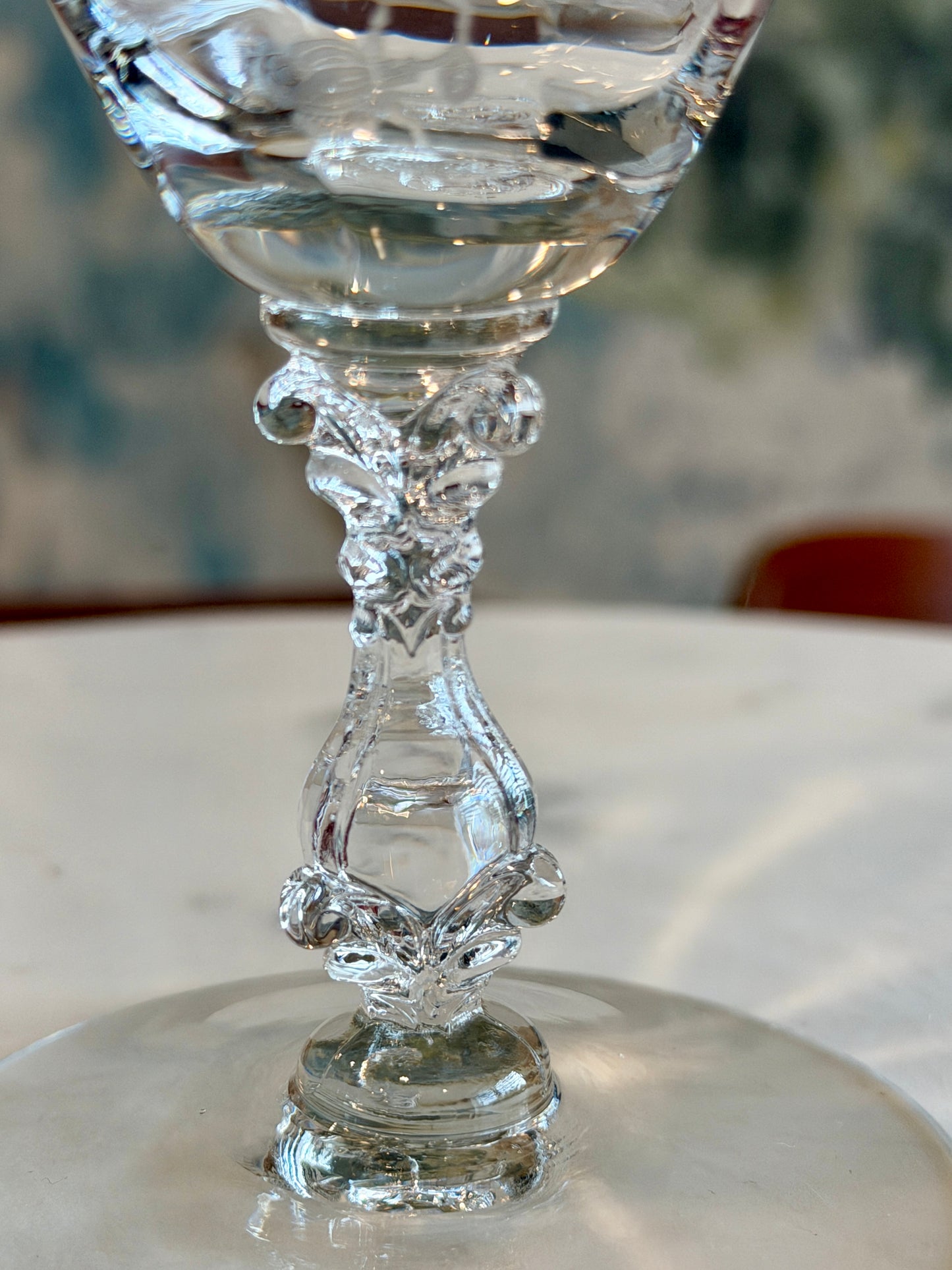 Vintage Cambridge Rose Point Etched Footed Iced Tea Tumbler | circa 1930s-1950s | Made in U.S.A