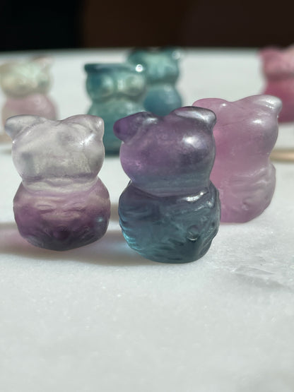 One (1) Mini Fluorite Crystal Carving | Owl | Intuitively Chosen