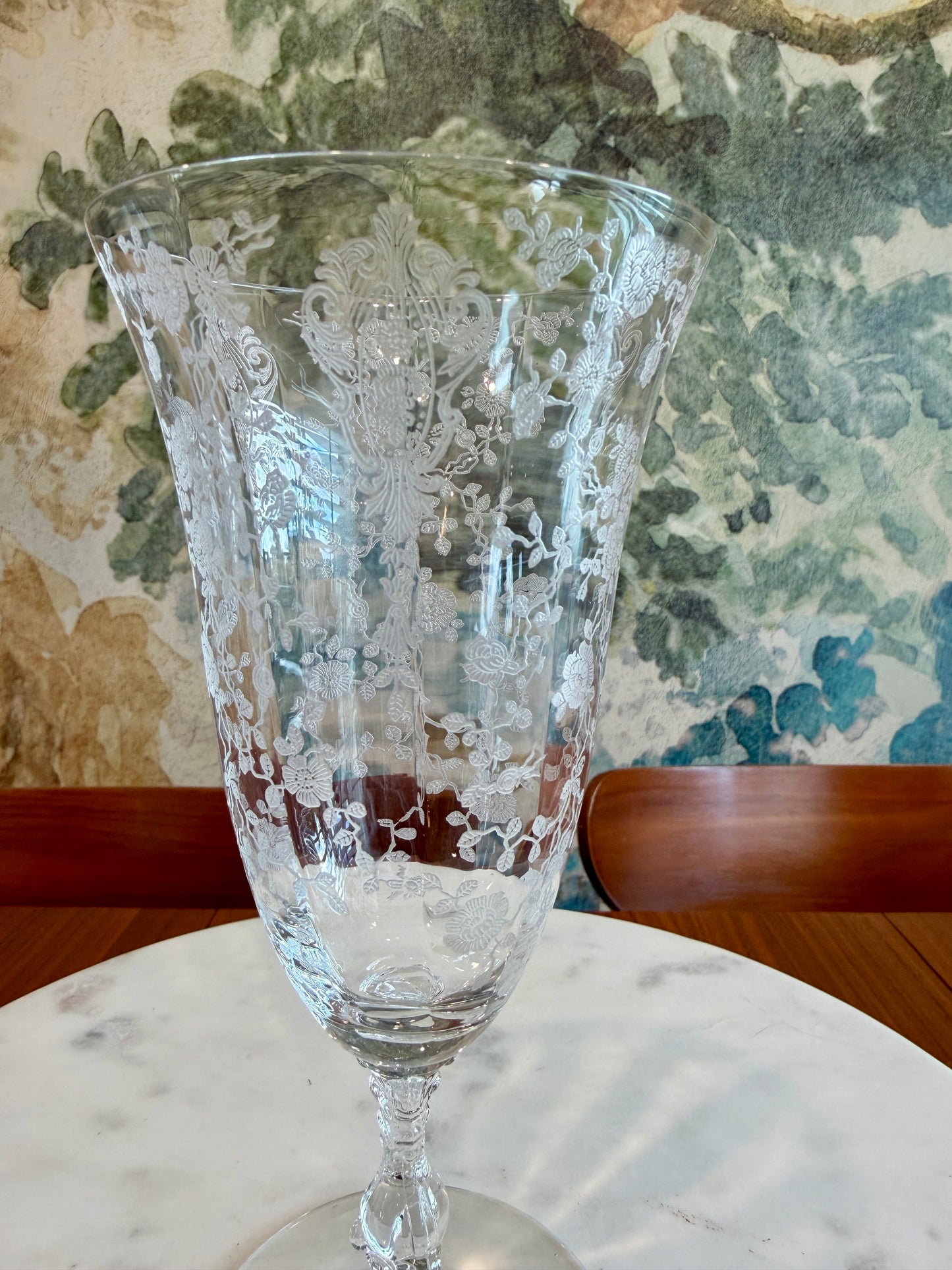 Vintage Cambridge Rose Point Etched Footed Iced Tea Tumbler | circa 1930s-1950s | Made in U.S.A