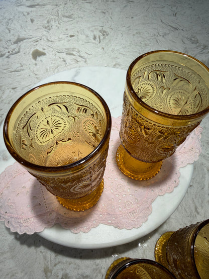 Amber Glass Goblets Brockway Glass Co American Concord | 1977-78 | Set of 6