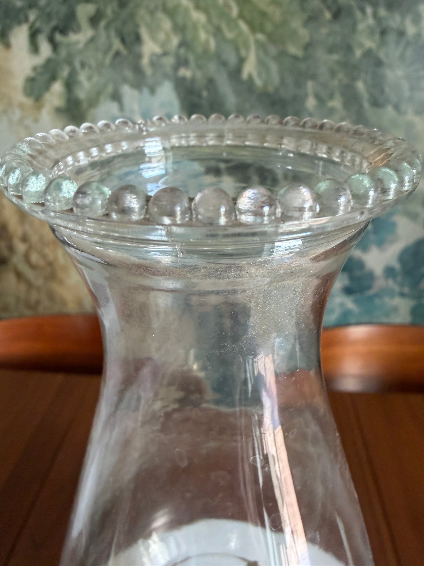 Vintage Lamplight Farms Victoria Rose Oil Lamp | Ivory Glass with Blue Floral Design | Made in USA