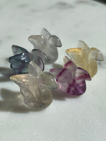 One (1) Mini Fluorite Crystal Carving | Swan | Intuitively Chosen