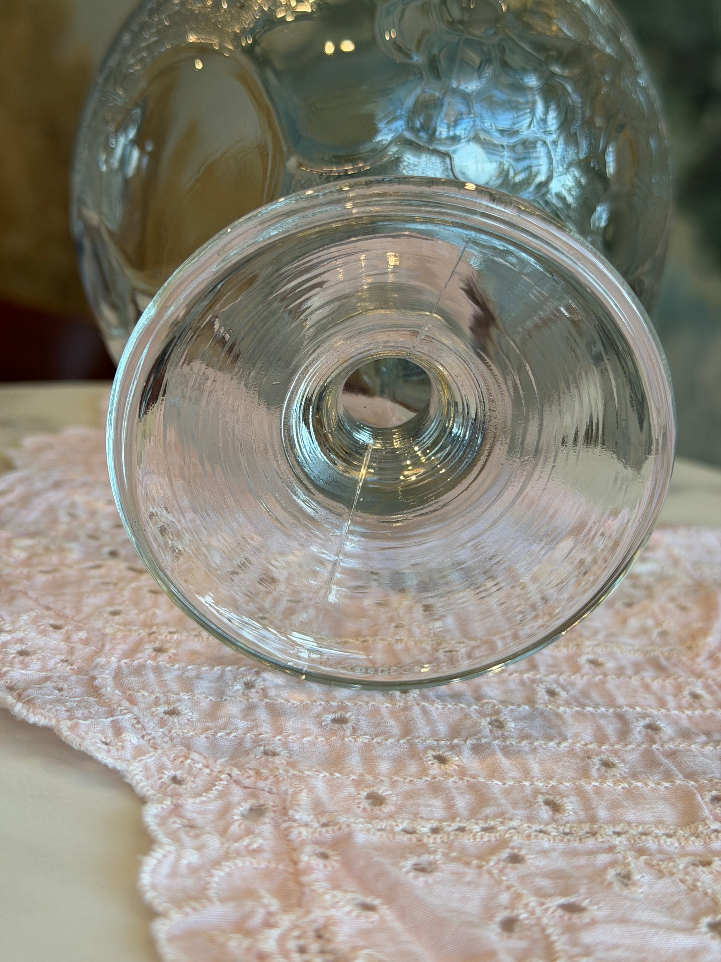 Set of 2 Vintage Pottery Barn “Orchard” Pressed Glass Fruit Footed Dessert Bowls | Arcoroc France