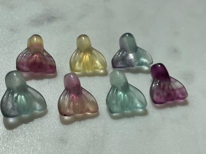 One (1) Mini Fluorite Crystal Carving | Mermaid Tail | Intuitively Chosen