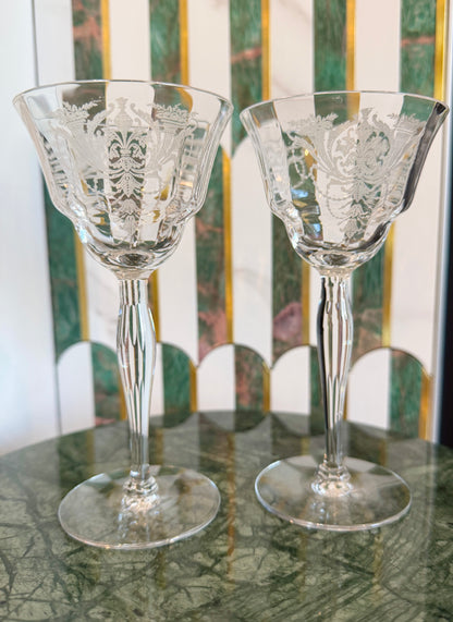 Vintage Morgantown “Milan” Wine Glasses (Stem 7668) Set of 2 | circa 1920s-1930s | Made in U.S.A