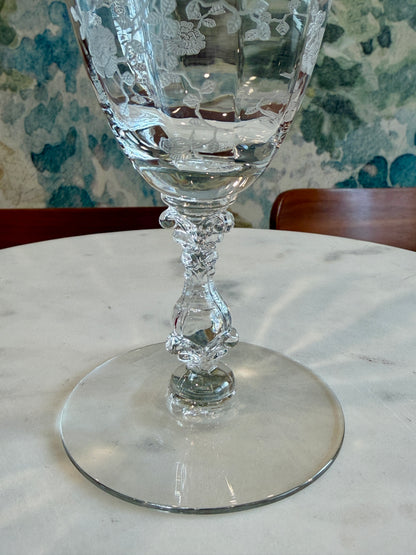 Vintage Cambridge Rose Point Etched Footed Iced Tea Tumbler | circa 1930s-1950s | Made in U.S.A