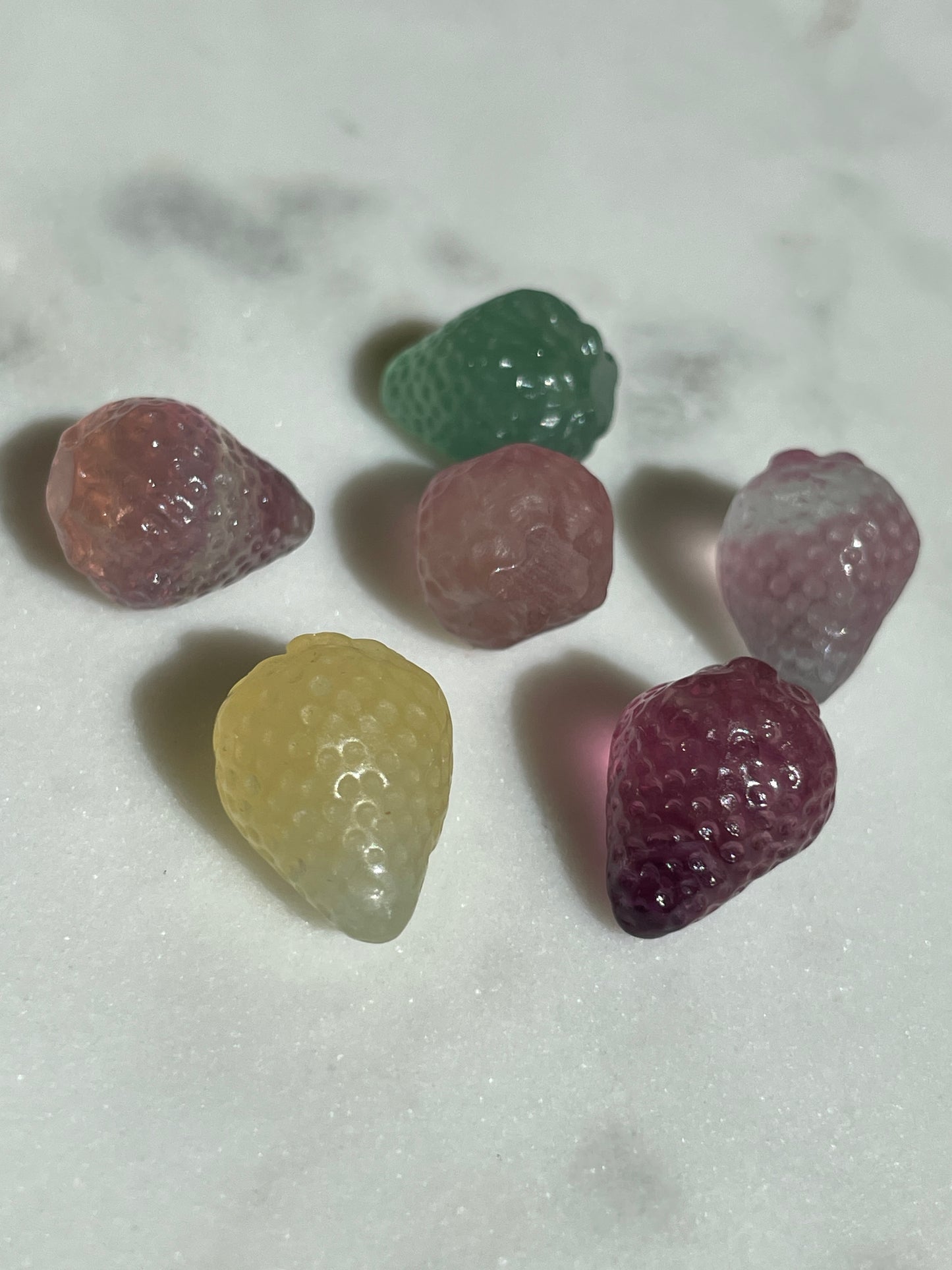One (1) Mini Fluorite Crystal Carving | Strawberry | Intuitively Chosen