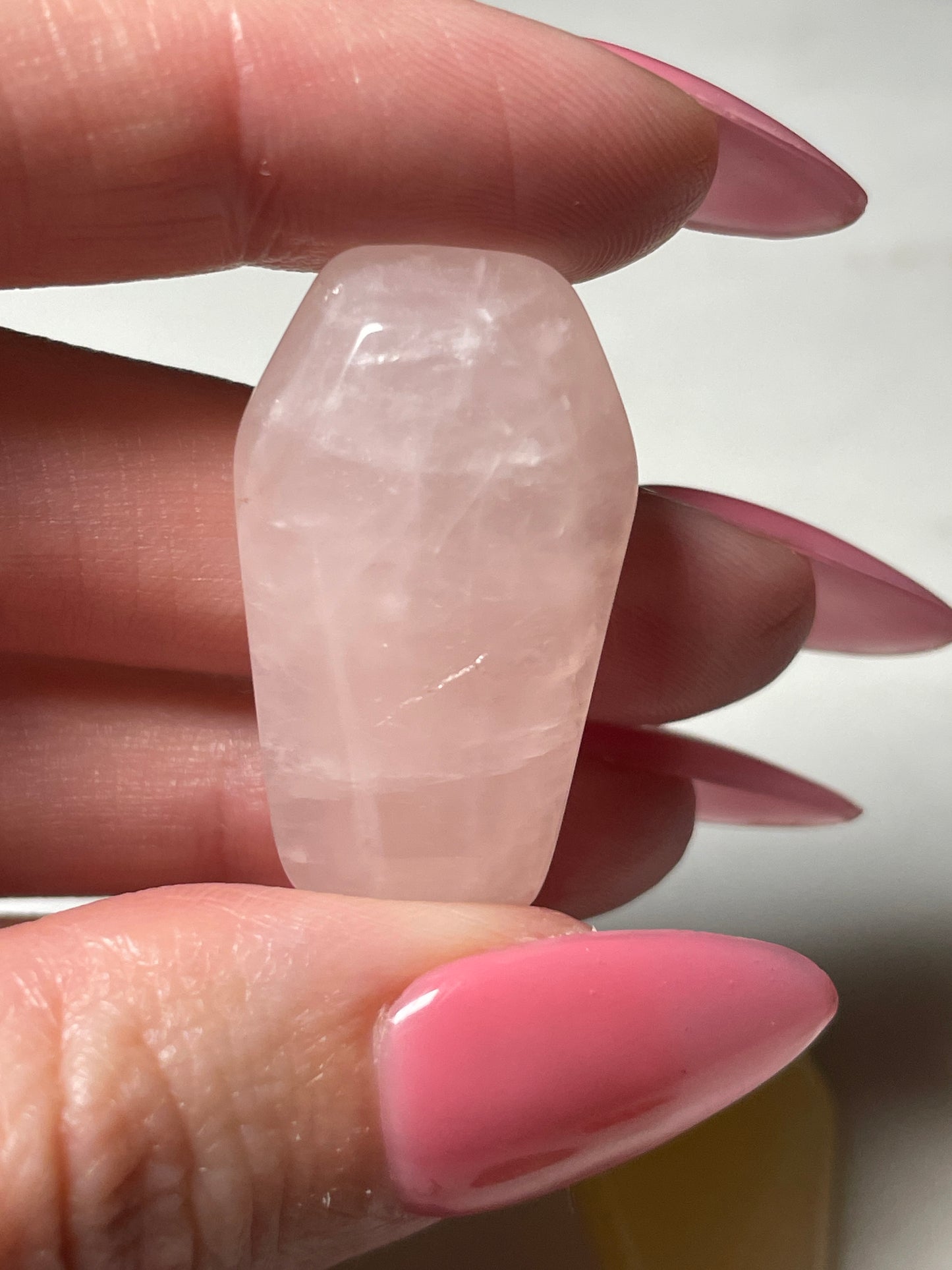1.2 inch crystal coffin carving rose quartz crystal display natural halloween decor spooky season gift for witch altar piece dia de los muertos ofrenda coffin polished crystal carving