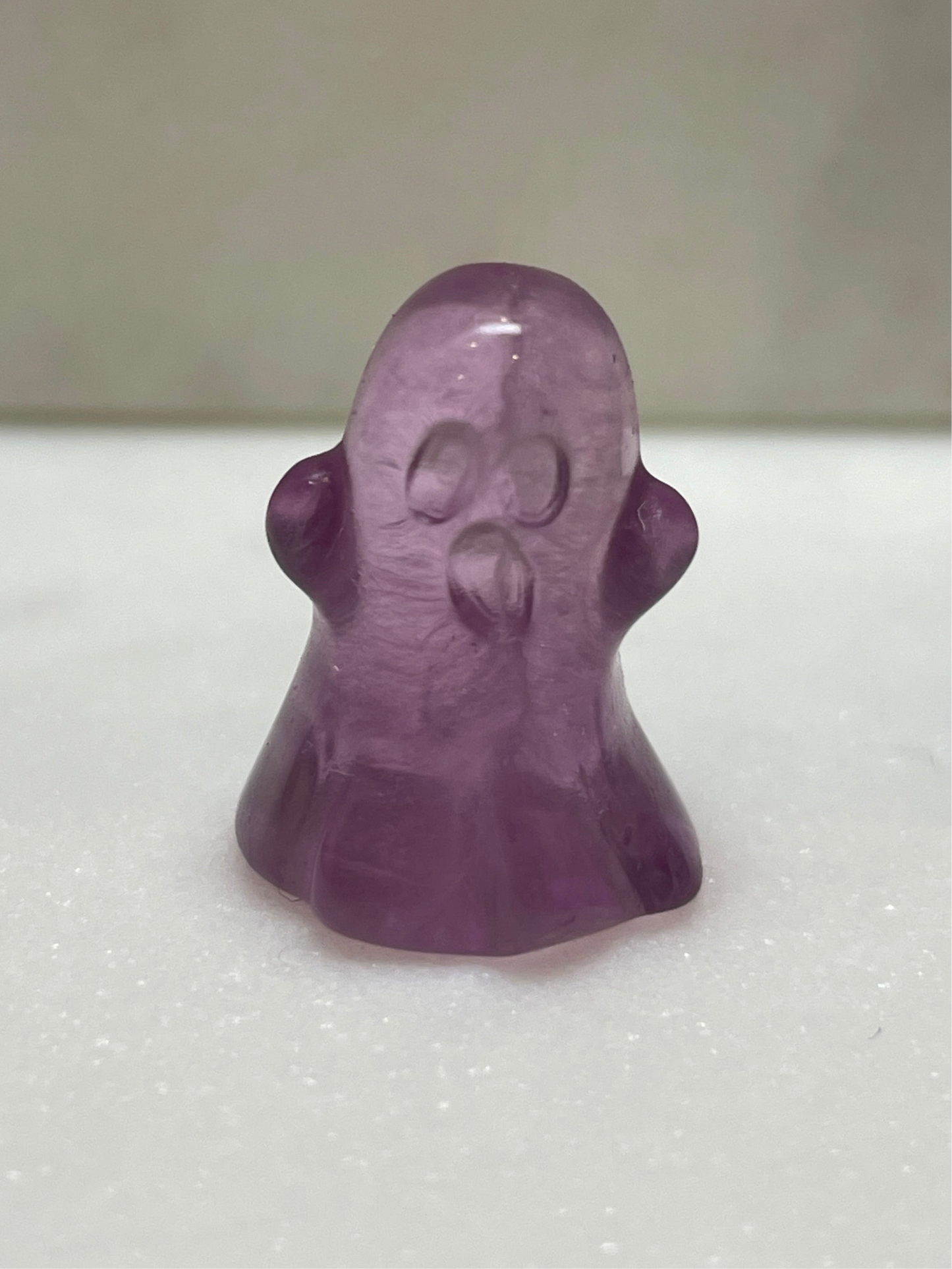 Mini crystal ghost carving fluorite crystal tiny display natural halloween decor spooky season gift for witch altar piece dia de los muertos ofrenda purple fluorite ghost polished crystal carving