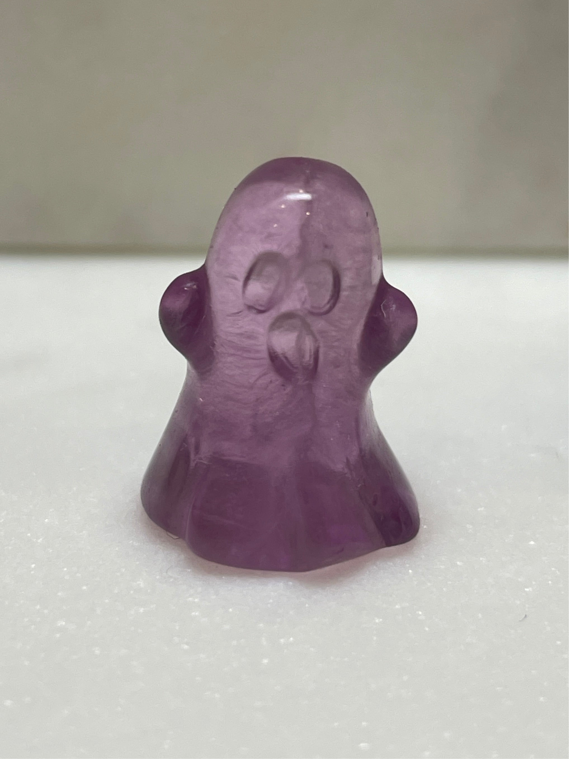 Mini crystal ghost carving fluorite crystal tiny display natural halloween decor spooky season gift for witch altar piece dia de los muertos ofrenda purple fluorite ghost polished crystal carving