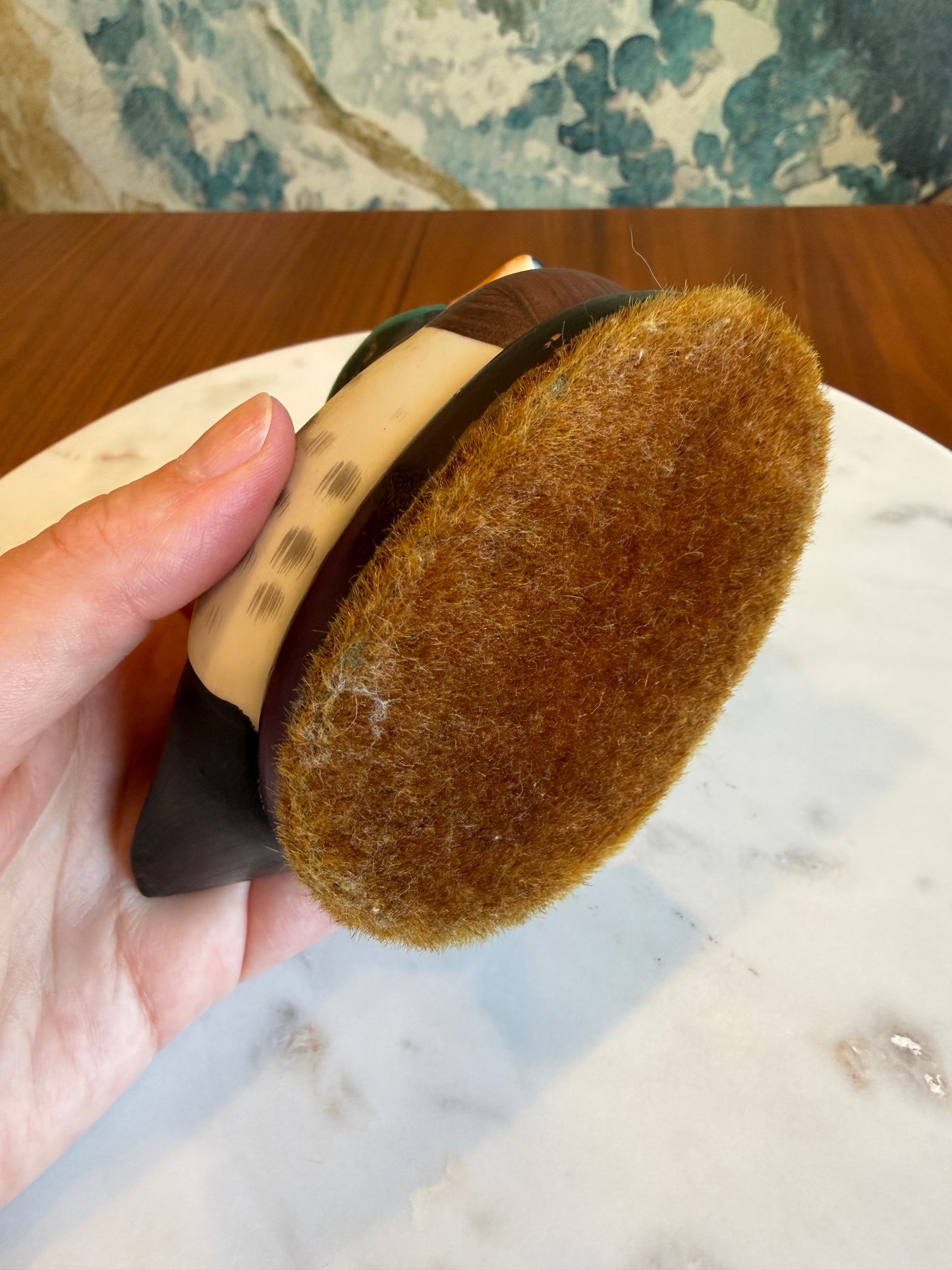 Hand Painted 5” Ceramic Duck Shoe Brush