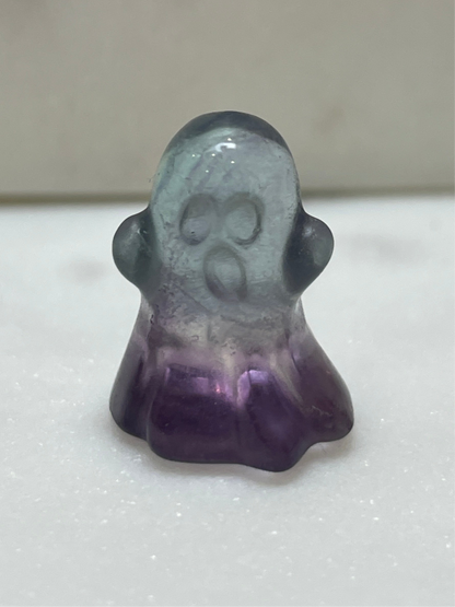 Mini crystal ghost carving fluorite crystal tiny display natural halloween decor spooky season gift for witch altar piece dia de los muertos ofrenda fluorite ghost polished crystal carving