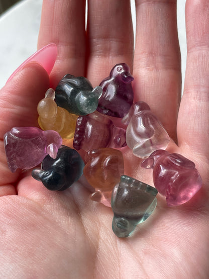 One (1) Mini Fluorite Crystal Carving | Penguin | Intuitively Chosen