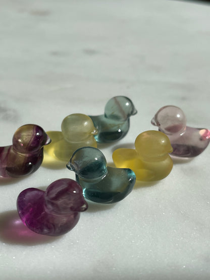 One (1) Mini Fluorite Crystal Carving | Duck | Intuitively Chosen
