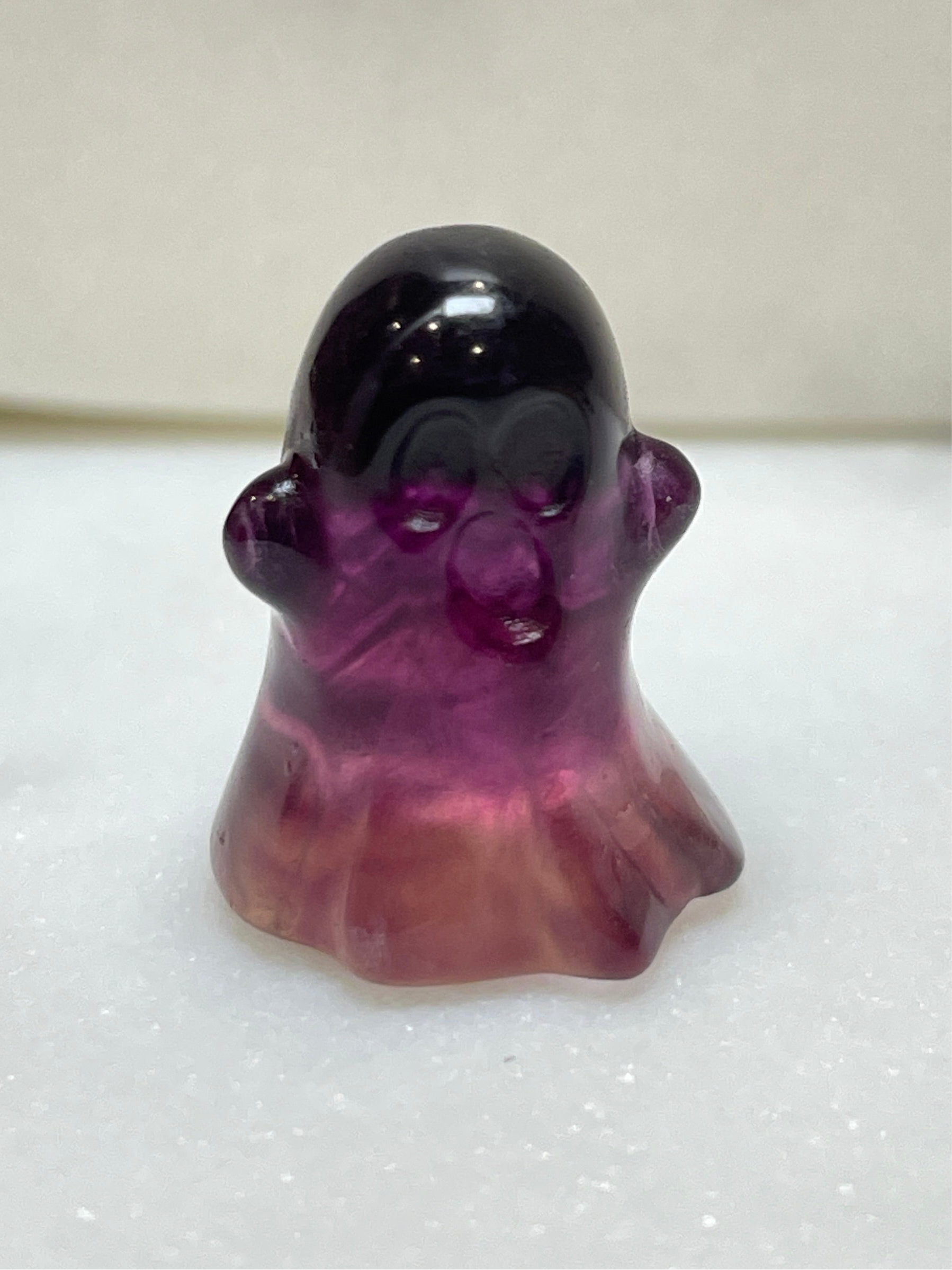 Mini crystal ghost carving fluorite crystal tiny display natural halloween decor spooky season gift for witch altar piece dia de los muertos ofrenda rainbow fluorite ghost polished crystal carving