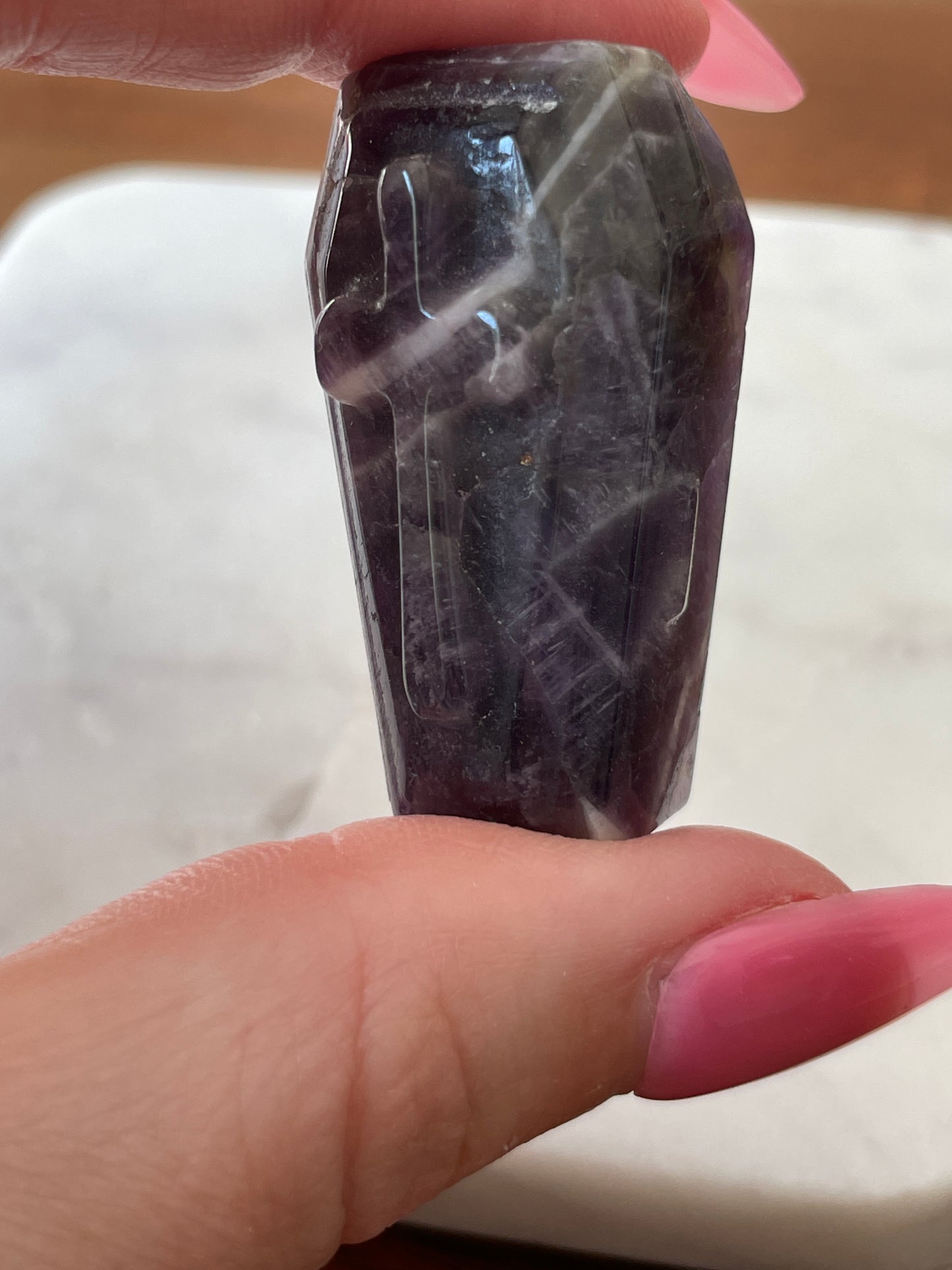 Dream Amethyst Coffin Carving | 1.6 Inches