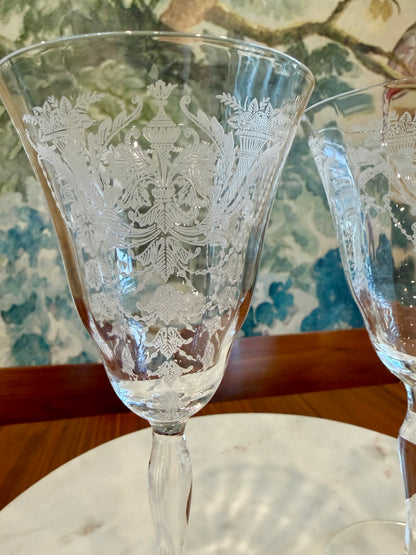 Vintage Morgantown “Milan” Water Goblets (Stem 7668) Set of 2 | circa 1920s-1930s | Made in U.S.A